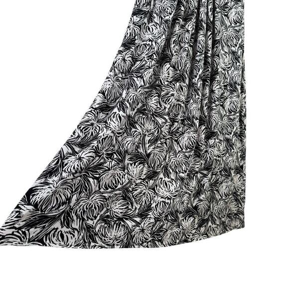 Nicole Miller Sleeveless Pleated Jersey Maxi Dress in Black White Palm Print, M‎ - Picture 6 of 9